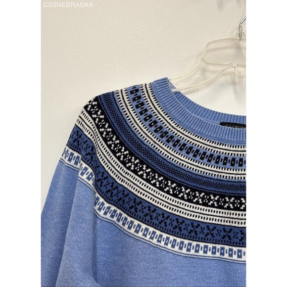 Talbots Blue Very Pretty Fair Isle Yoke Sweater - Size XL - Picture 2 of 7